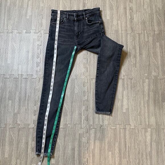 Allsaints Jeans Womens 24 Gray Denim Miller Push Up Super Skinny Stretch Raw Hem - Picture 8 of 16